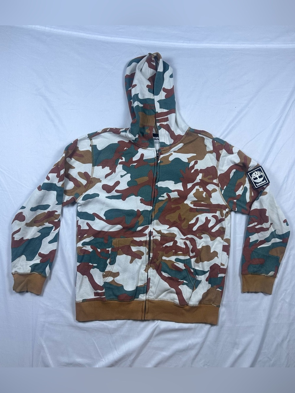Timberland Brown/ Forest Green/White Outdoor Camo Full Zip Hoodie Boy's XL